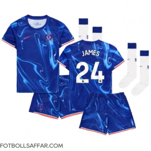 Chelsea Reece James #24 Hemmadräkt Barn 2024-25 Kortärmad (+ Korta byxor)